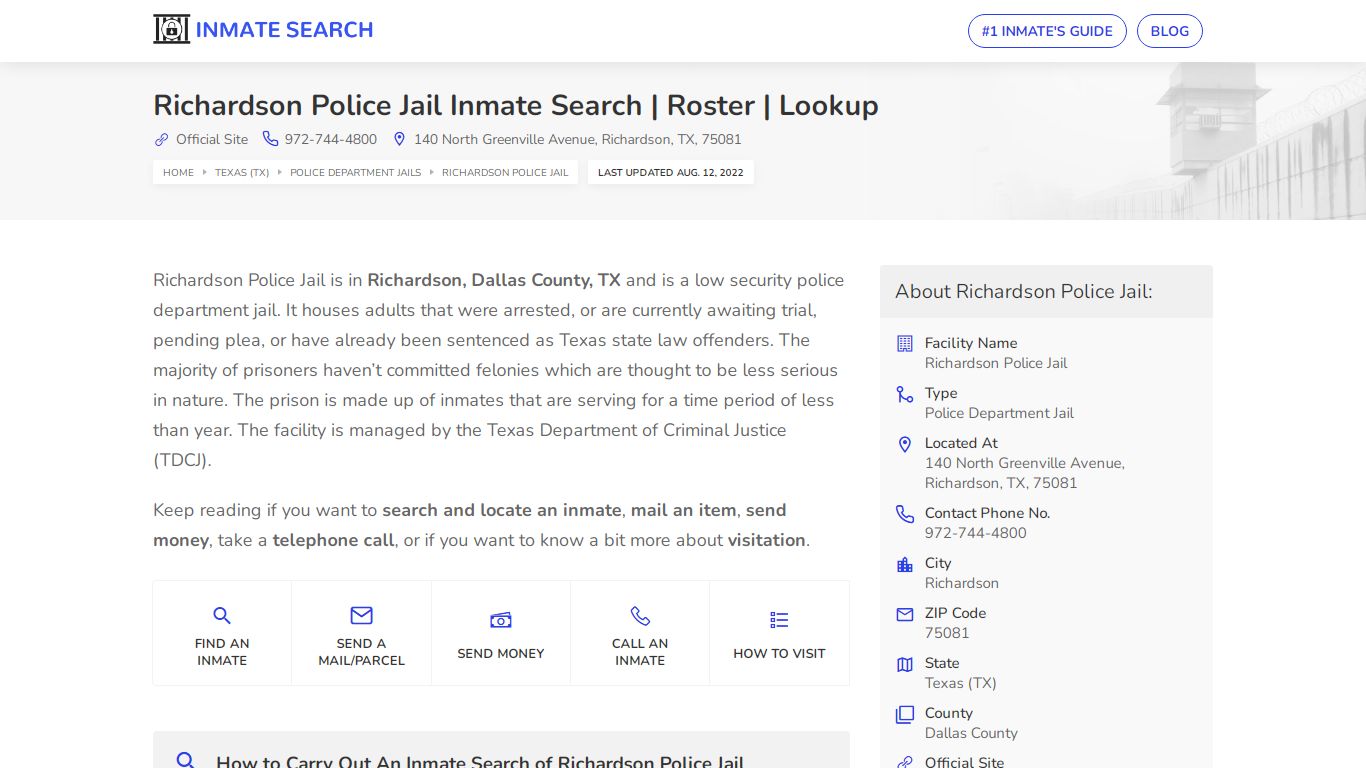 Richardson Police Jail Inmate Search | Roster | Lookup