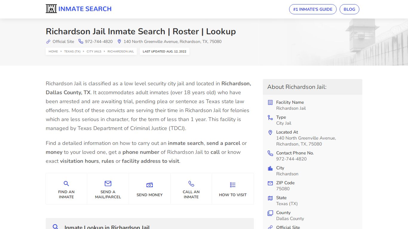 Richardson Jail Inmate Search | Roster | Lookup